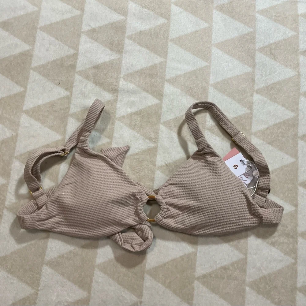 Pilyq PQ Anthropologie Bikini Swim Top Bimini Ring Triangle Textured - Picture 4 of 6